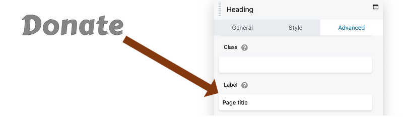 Label added to Advanced tab for Heading module