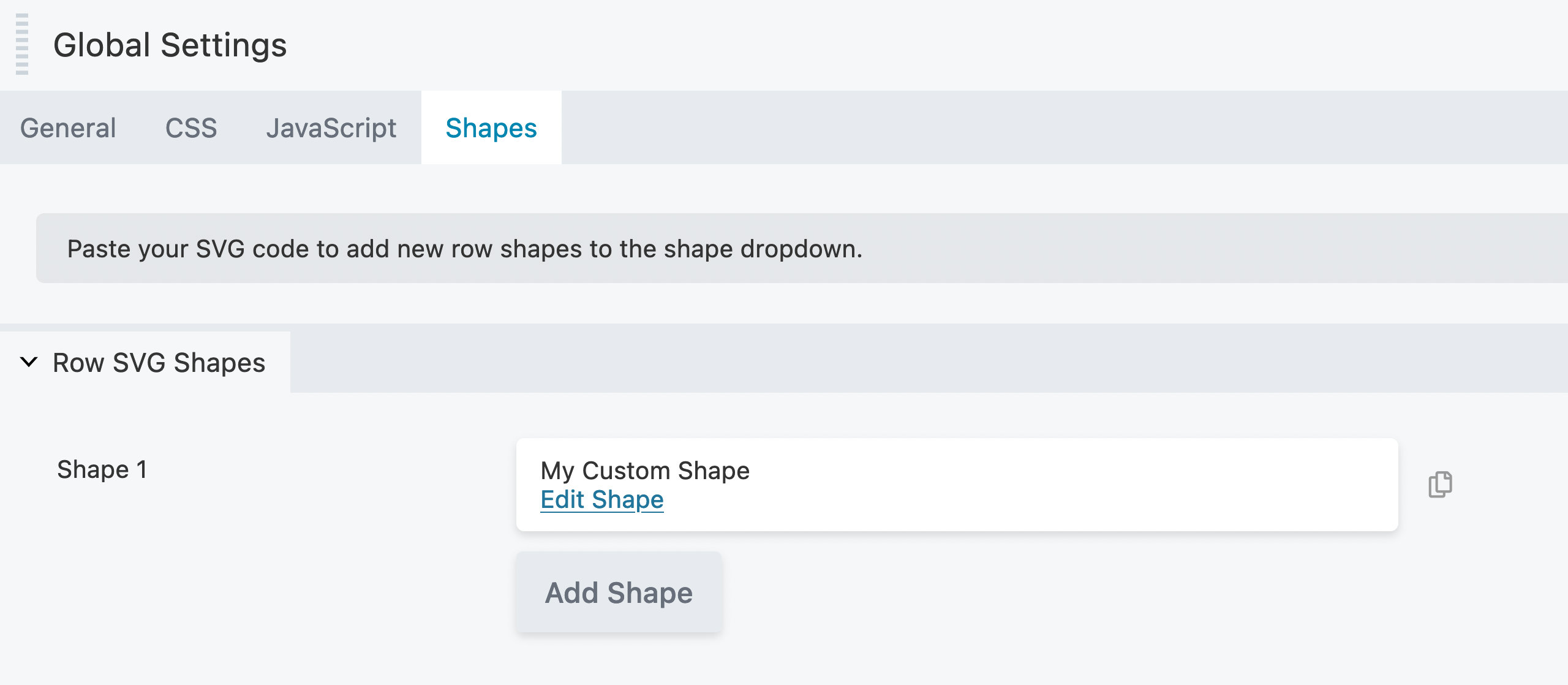 Enable or disable Custom Row Shapes